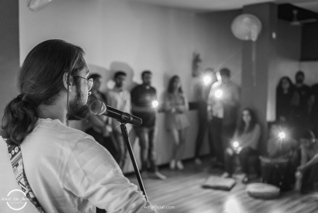 Open mic at rock n' roll pad